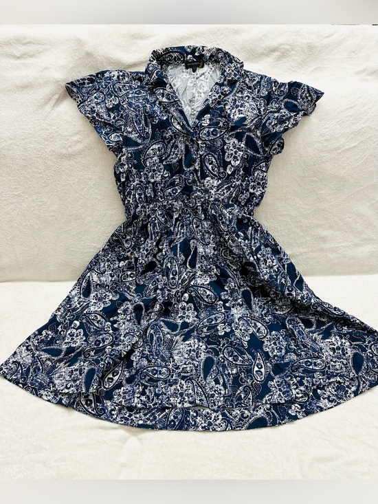 Donna Karan Dresses & Skirts - Donna Karan Womens Size L Paisley Print V-Neck Very Cute Shirtdress Cotton